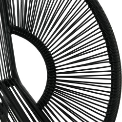 Polyrottinkinen ulkotuoli kahdelle, teräsrunko, 132 x 72 x 83 cm, musta