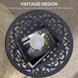 Terassipöytä ulkokäyttöön alumiinivalu 60 x 60 x 53 cm musta vintage-design