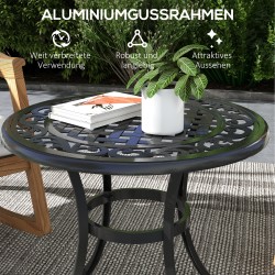 Terassipöytä ulkokäyttöön alumiinivalu 60 x 60 x 53 cm musta vintage-design