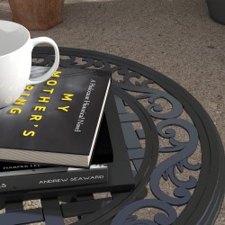 Terassipöytä ulkokäyttöön alumiinivalu 60 x 60 x 53 cm musta vintage-design