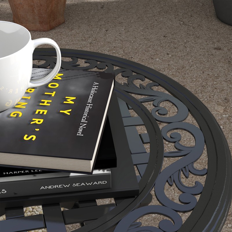 Terassipöytä ulkokäyttöön alumiinivalu 60 x 60 x 53 cm musta vintage-design