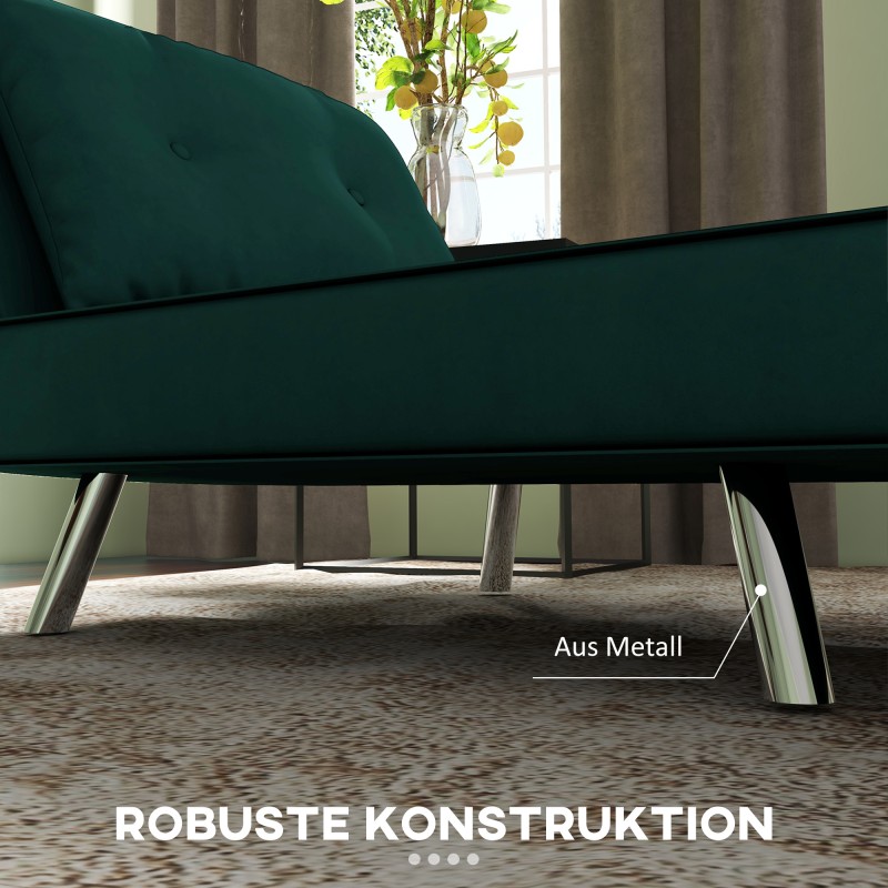 Lepotuoli vuodesohvatuoli, 3-asentoinen selkänoja, samettipintainen polyesteri, 77 x 88 x 83 cm, tummanvihreä