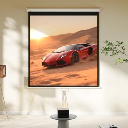 Valkokangas projektorille 85" 152 x 152 cm 1:1 4K HD, seinä- ja kattokiinnitys, valkoinen