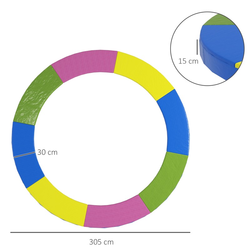 Trampoliinin reunapehmuste, vesitiivis ja säänkestävä, Ø305 cm, monivärinen