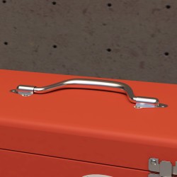 Metallinen työkalulaatikko 3 vetolaatikolla ja yläosalla 45 x 24 x 27 cm punainen