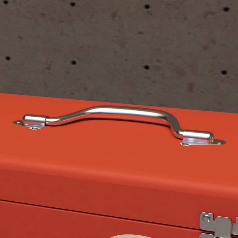 Metallinen työkalulaatikko 3 vetolaatikolla ja yläosalla 45 x 24 x 27 cm punainen