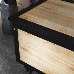 Puutarhan säilytyslaatikko ulkokäyttöön 121 l kuusipuuta 100x50x43 cm luonnonpuu, pyörillä