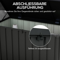 Ulkosäilytyslaatikko puutarhaan, teräsrunko, 125,5 x 61,5 x 70 cm, 450 l, tummanharmaa