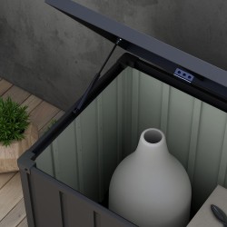 Ulkosäilytyslaatikko puutarhaan, teräsrunko, 125,5 x 61,5 x 70 cm, 450 l, tummanharmaa