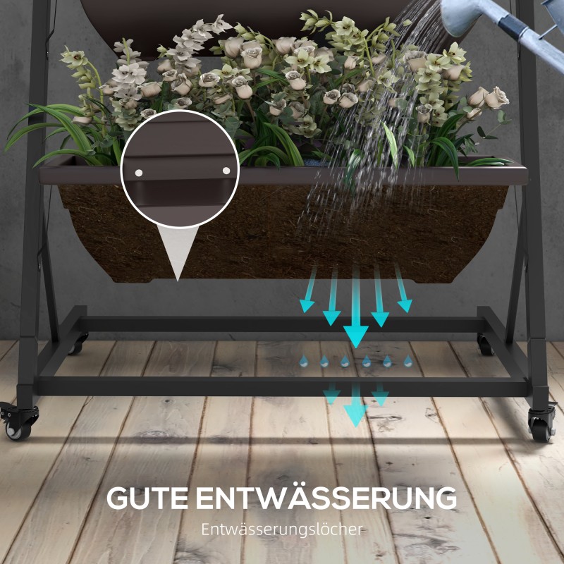 Kasviteline 5-tasoinen teräsrunko muoviruukuilla 145 cm ruskea