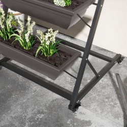 Kasviteline 5-tasoinen teräsrunko muoviruukuilla 145 cm ruskea