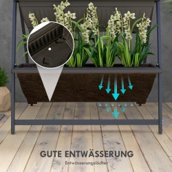 Kasviteline 4-tasoinen teräs ja muovi 76 x 79 x 162 cm tummanruskea/musta ulkokäyttöön