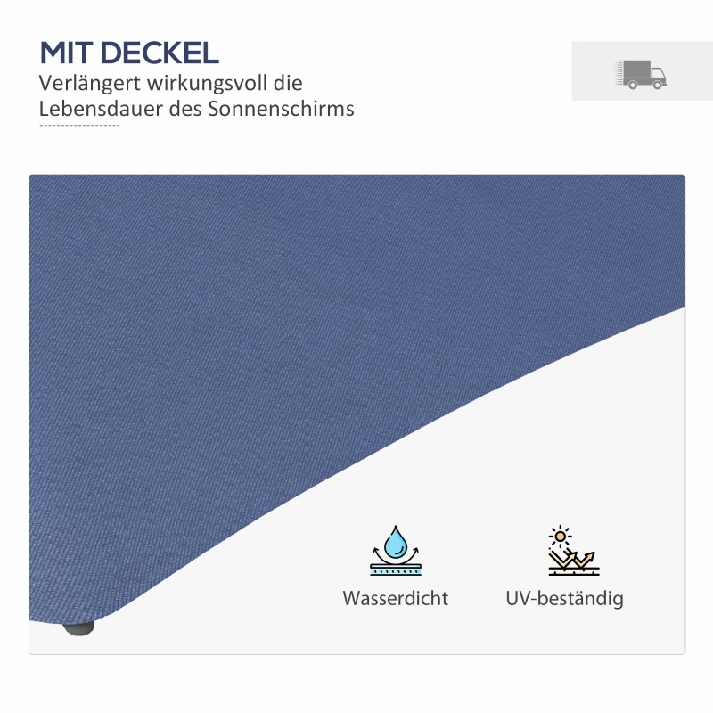 Sivuvetoinen pihavarjo LED-valoilla Ø290 cm teräsrunko tummansininen sisältää suojapussin