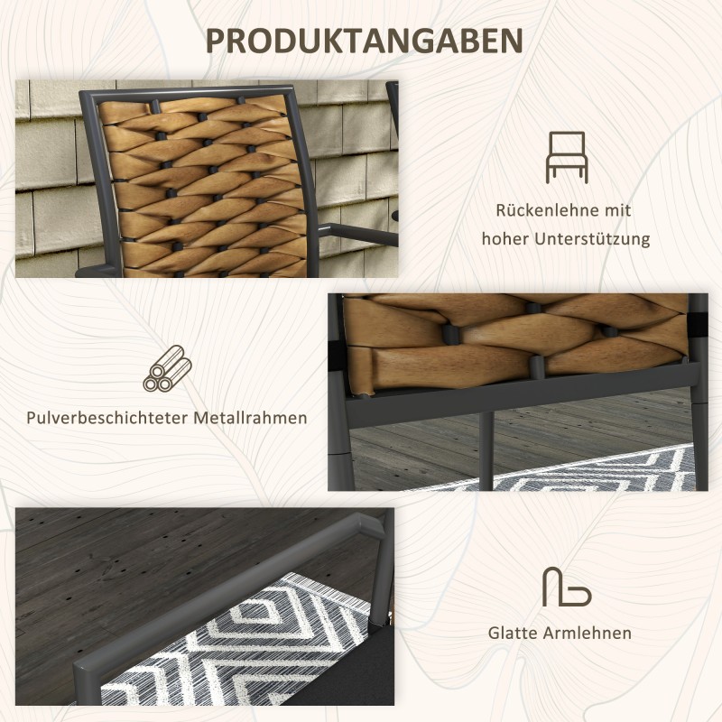 Ulkotuolit puutarhaan ja terassille 2 kpl, teräsrunko ja PE-rottinki, 57 x 58 x 87 cm, ruskea/musta/harmaa