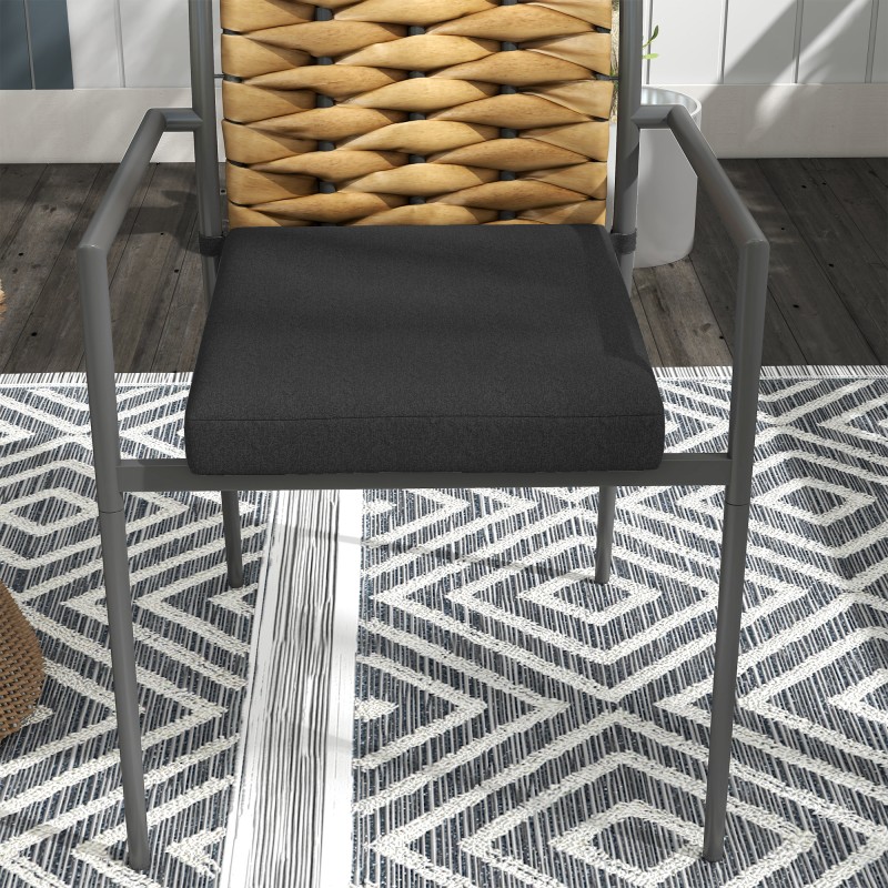 Ulkotuolit puutarhaan ja terassille 2 kpl, teräsrunko ja PE-rottinki, 57 x 58 x 87 cm, ruskea/musta/harmaa