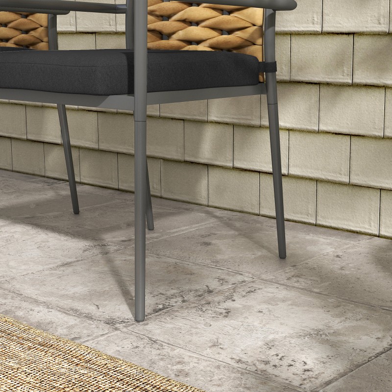 Ulkotuolit puutarhaan ja terassille 2 kpl, teräsrunko ja PE-rottinki, 57 x 58 x 87 cm, ruskea/musta/harmaa