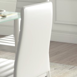 Ruokailuryhmä 5 osaa, lasinen pöytä 120x60 cm ja 4 keinonahkatuolia, valkoinen
