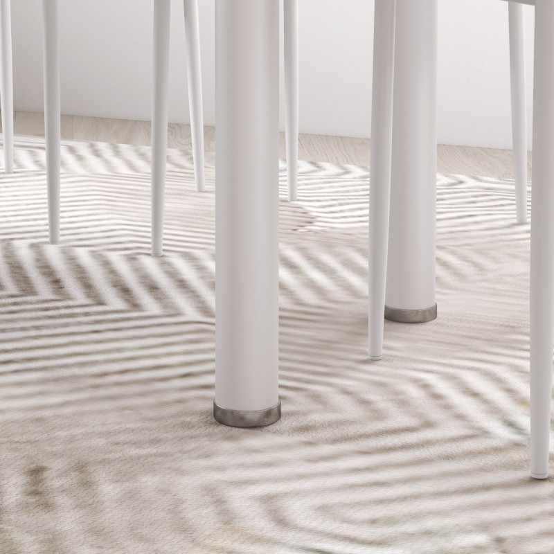 Ruokailuryhmä 5 osaa, lasinen pöytä 120x60 cm ja 4 keinonahkatuolia, valkoinen