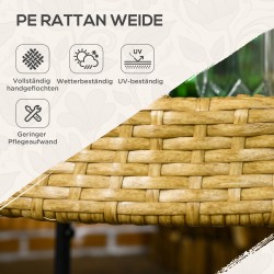 Ulkotarjoiluvaunu 2 tasoa polyrottinki ja teräs Φ50 x 66 cm keltainen/musta