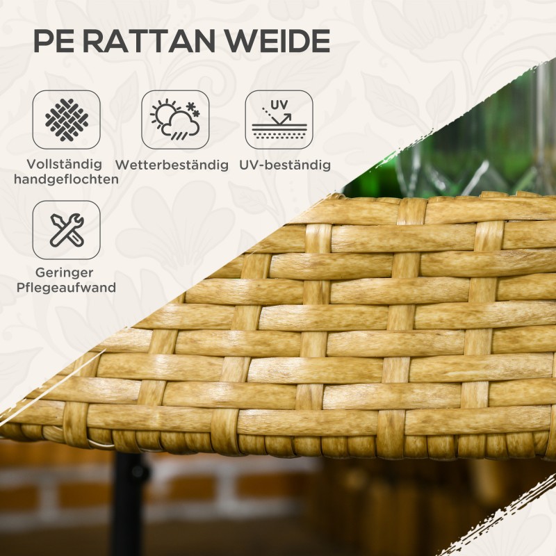 Ulkotarjoiluvaunu 2 tasoa polyrottinki ja teräs Φ50 x 66 cm keltainen/musta