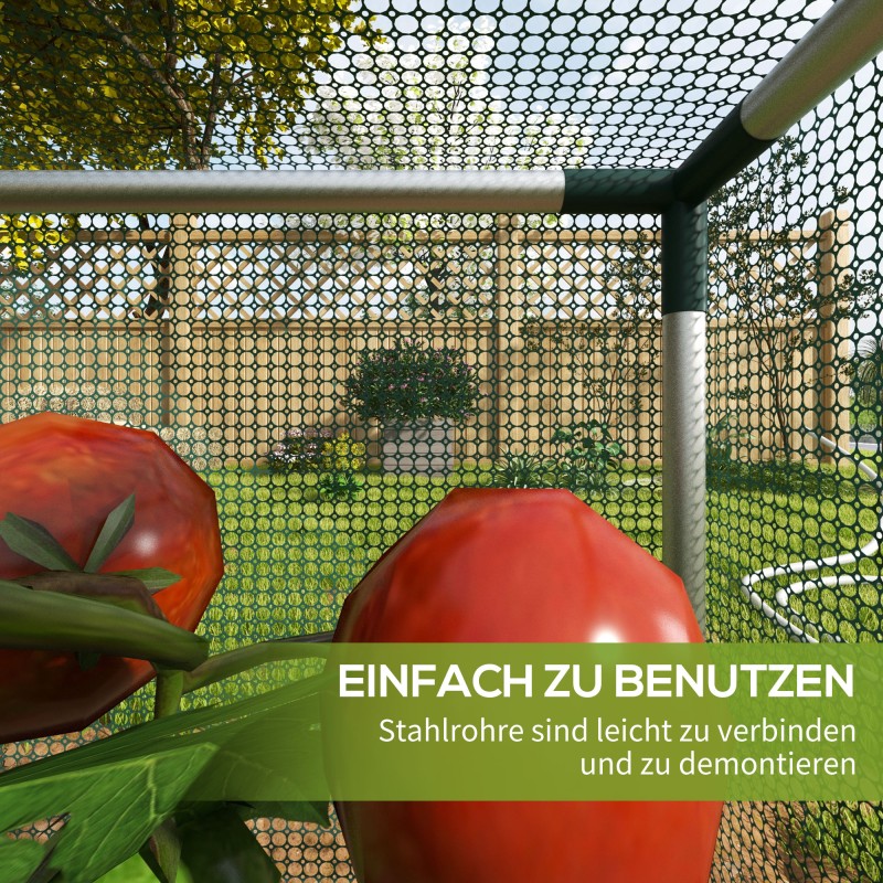 Kasvisuoja verkolla, galvanoitu teräsrunko, tuulenkestävä, 125 x 125 x 62,5 cm, vihreä/hopea