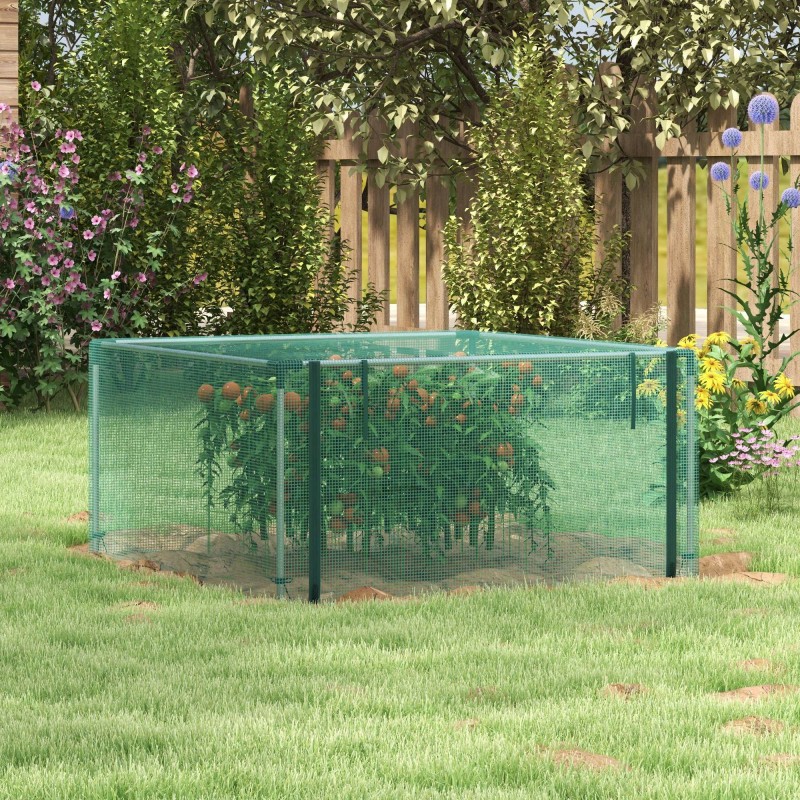 Kasvisuoja verkolla, galvanoitu teräsrunko, tuulenkestävä, 125 x 125 x 62,5 cm, vihreä/hopea