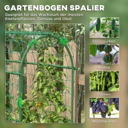 Korkea kasviteline metallikaari suojaverkolla puutarhaan 43 x 182 x 183 cm vihreä