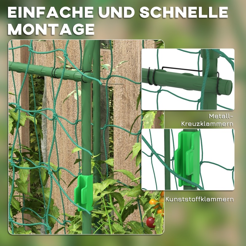 Korkea kasviteline metallikaari suojaverkolla puutarhaan 43 x 182 x 183 cm vihreä