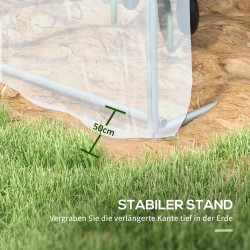 Kasvutunneli, käveltävä, sinkitty teräsrunko ja läpinäkyvä PE-muovi, 3 x 2 x 2 m