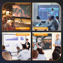 Valkokangas jalustalla 100" 16:9, rullamekanismi, kuvan koko 221 x 124 cm, musta