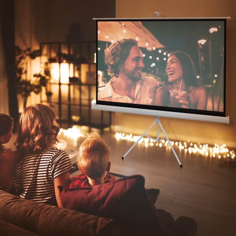 Valkokangas jalustalla 84" 16:9 186 x 105 cm HD/4K valkoinen