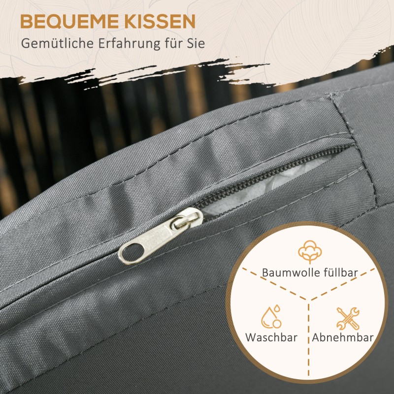 Ulkotuolit boho-tyyli 2 kpl metallirunko istuin- ja selkätyynyillä musta