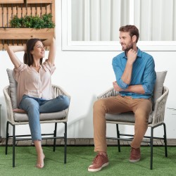 Terassituoli 2 kpl boho-tyyli metallirunko pehmusteilla beige ulko- ja sisäkäyttöön