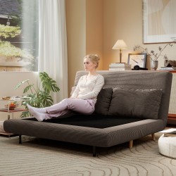 Vuodesohva vierasvuode 2‑istuttava, säädettävä selkänoja, 191 x 141 cm, tummanruskea, max 120 kg