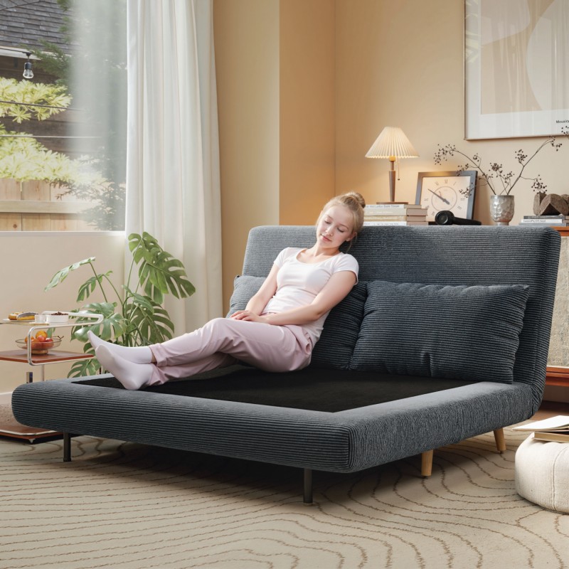 Vuodesohva vierasvuode 2‑istuttava polyesteri 141x90x81 cm tummanharmaa, enint. 120 kg