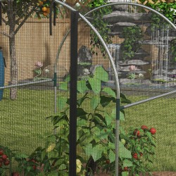 Kasvinsuojaverkko ovella ja galvanoidulla teräsrungolla 120 x 150 x 146 cm musta/hopea