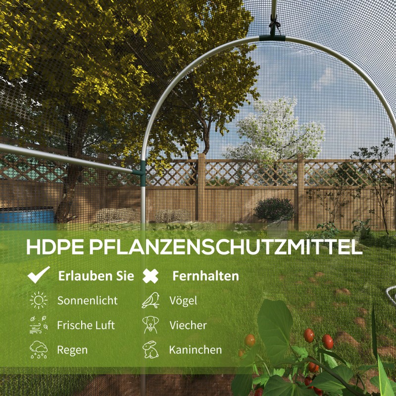 Kasvisuoja ja lintusuoja galvanoitu teräsrunko HDPE-verkolla 120x120x188 cm musta/hopea