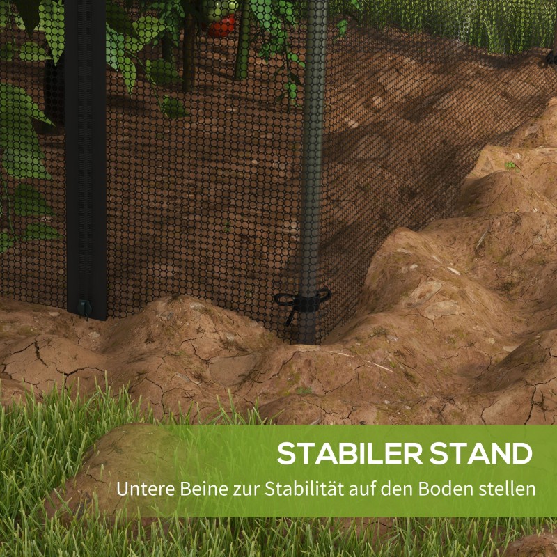 Kasvisuoja ja lintusuoja galvanoitu teräsrunko HDPE-verkolla 120x120x188 cm musta/hopea