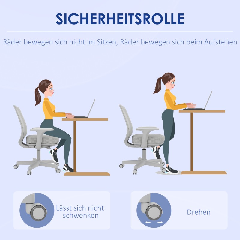 Ergonominen työtuoli toimistoon, verkkoselkänoja, säädettävä korkeus 44–56 cm, harmaa