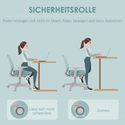 Ergonominen työtuoli toimistoon, säädettävä ja keinutoiminto, 55 x 48 x 82,5–94,5 cm, vihreä