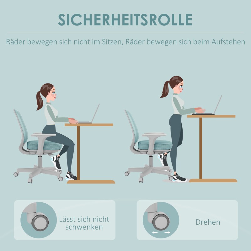 Ergonominen työtuoli toimistoon, säädettävä ja keinutoiminto, 55 x 48 x 82,5–94,5 cm, vihreä
