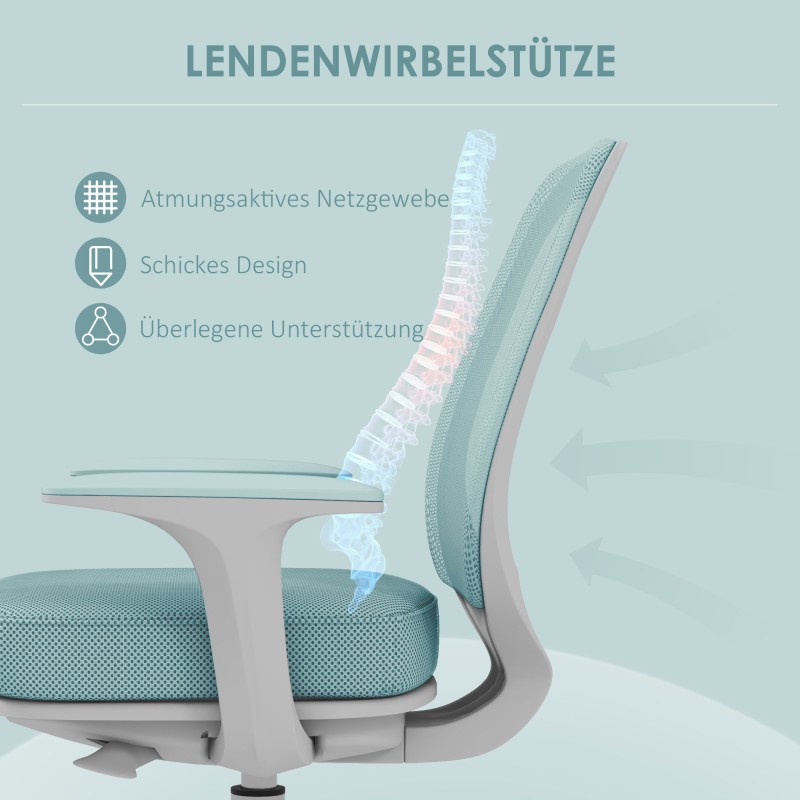 Ergonominen työtuoli toimistoon, säädettävä ja keinutoiminto, 55 x 48 x 82,5–94,5 cm, vihreä