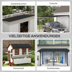 Trapezipelti kattoihin ja seiniin, sinkitty teräs 129 x 45 cm, 12 kpl, tummanharmaa