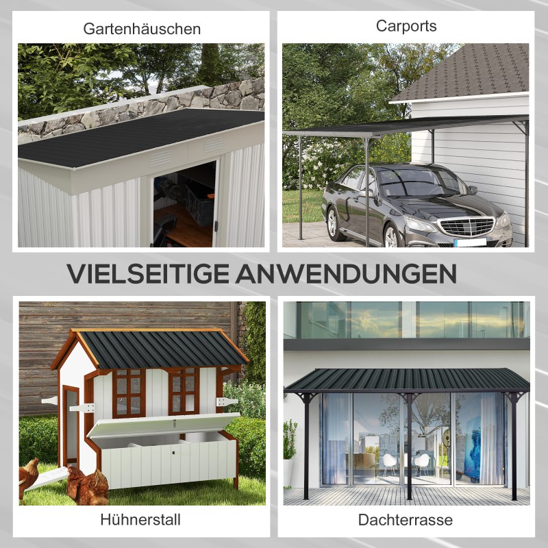 Trapezipelti kattoihin ja seiniin, sinkitty teräs 129 x 45 cm, 12 kpl, tummanharmaa