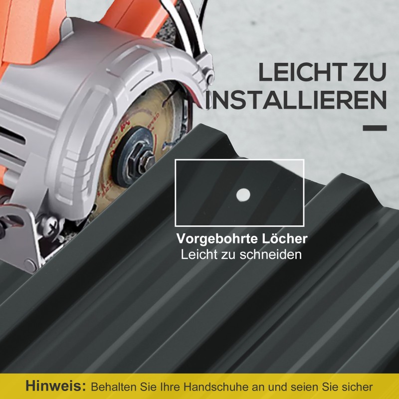 Trapezipelti kattoihin ja seiniin, sinkitty teräs 129 x 45 cm, 12 kpl, tummanharmaa