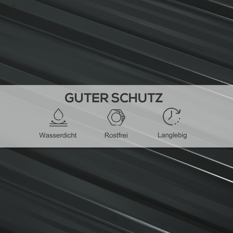 Trapezipelti kattoihin ja seiniin, sinkitty teräs 129 x 45 cm, 12 kpl, tummanharmaa