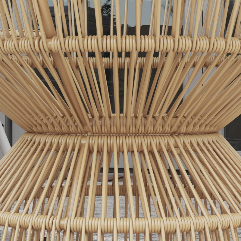 Ulkosohvapöytä sivupöytä PE-rottinki ja lasikansi 60 x 60 x 50 cm luonnon sävy