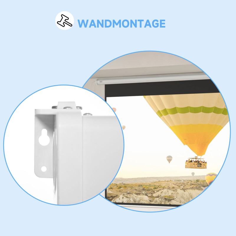 Motorisoitu valkokangas 16:9, 266 x 149 cm (120"), seinä/kattoasennus, valkoinen