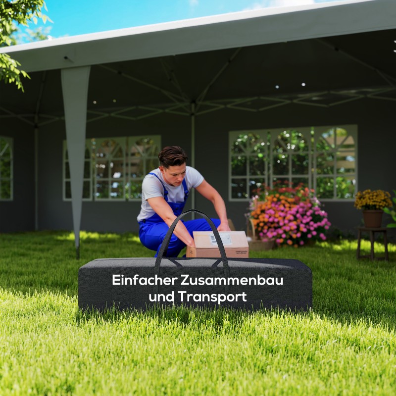 Paviljonki ulkokäyttöön 3 x 6 m, pop up -telt­ta 4 sivuseinällä, teräsrunko, harmaa