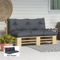 Puutarhakalusteiden istuinpehmustesetti 2-osainen polyesteri 120 x 60 x 15 cm tummanharmaa